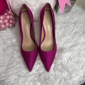 SCHUTZ Magenta Studded Heels